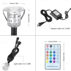 Recessed LED Deck Light 16 RGB Colors/4 Lighting Modes Timing RF Remote Control IP67 Waterproof LED in Ground Lights for Outdoor Yard Garden Stair Patio Pool Deck Kitchen 10Pack