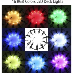 Recessed LED Deck Light 16 RGB Colors/4 Lighting Modes Timing RF Remote Control IP67 Waterproof LED in Ground Lights for Outdoor Yard Garden Stair Patio Pool Deck Kitchen 10Pack