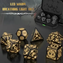 Rechargable DND Dice Light Up Dice 7 PCS Glowing Balanced LED Dice Electronic Dices D&D Dungeons and Dragons Polyhedral Dice Set Role Playing Table Game
