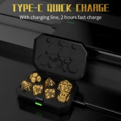 Rechargable DND Dice Light Up Dice 7 PCS Glowing Balanced LED Dice Electronic Dices D&D Dungeons and Dragons Polyhedral Dice Set Role Playing Table Game