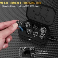 Rechargable DND Dice Light Up Dice 7 PCS Glowing Balanced LED Dice Electronic Dices D&D Dungeons and Dragons Polyhedral Dice Set Role Playing Table Game