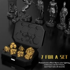 Rechargable DND Dice Light Up Dice 7 PCS Glowing Balanced LED Dice Electronic Dices D&D Dungeons and Dragons Polyhedral Dice Set Role Playing Table Game