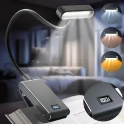 Rechargeable Aluminum Reading Light - 3 Colors, 3 Brightness Levels, Clip-On Mini Book Light, Anti-Blue Light, Flexible Bendable Design for Bedside, Study, and Nighttime Reading