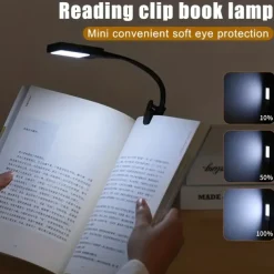 Rechargeable Book Reading Light Lamp LED Book Light For Reading In Bed - Eye Caring Adjustable Brightness 3 Color Temperatures 10 HoursRuntime USB Reading Light For BedBook Light Clip On