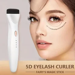 Rechargeable 5D Electric Heated Eyelash Curler Push-Type Eye Lash Curler with Indicator Comb Eyelash Curlers USB Rechargeable Lash Curling Tool 3 Adjustable Temperature Settings