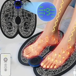 Rechargeable Electric Foot Massager - Improve Blood Circulation & Relax Muscles - Perfect Remote Control Pad For Men & Women