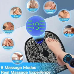 Rechargeable Electric Foot Massager - Improve Blood Circulation & Relax Muscles - Perfect Remote Control Pad For Men & Women