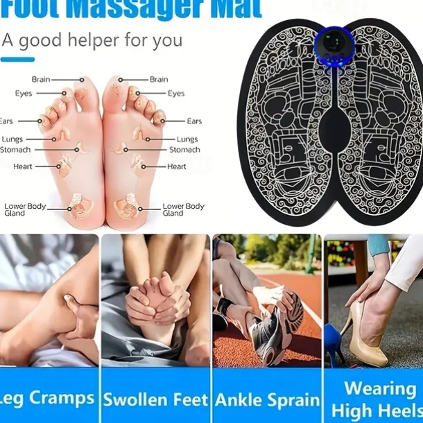 Rechargeable Electric Foot Massager - Improve Blood Circulation & Relax Muscles - Perfect Remote Control Pad For Men & Women