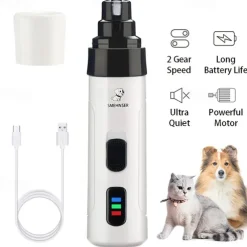 Rechargeable Electric Pet Nail Clippers - Quiet Trimmer for Cats and Dogs - USB Charging - Gentle Grooming for Paws