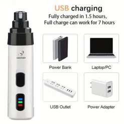 Rechargeable Electric Pet Nail Clippers - Quiet Trimmer for Cats and Dogs - USB Charging - Gentle Grooming for Paws