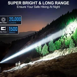 Rechargeable Flashlights High Lumens 1500M Long Throw Super Bright LED Small Powerful Tactical Flashlight with Memory Function 6Modes Pocket Waterproof Flash Light for Camping