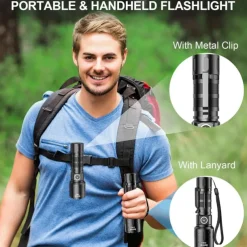 Rechargeable Flashlights High Lumens 1500M Long Throw Super Bright LED Small Powerful Tactical Flashlight with Memory Function 6Modes Pocket Waterproof Flash Light for Camping