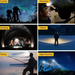 Rechargeable Headlamp Flashlight, COB Wide Beam Headlight, 3 Lighting Modes, Lightweight Waterproof Light Bar Headlamp, Suitable for Outdoor Running Fishing Camping