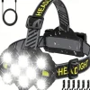 Rechargeable Headlamp Torch 10 LEDs Super Bright Head Torches 22000 Lumens 10 Modes IPX4 Headlamp Hands Rating Hands-Free Capability Ideal for Camping Cycling