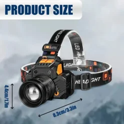 Rechargeable Headlamp with Motion Sensor – 2000 Lumens USB Head Light with Power Bank for Camping, Hiking & Outdoor Use