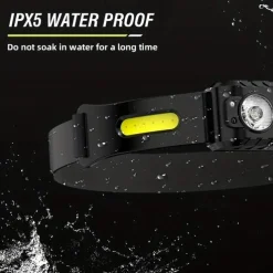 Rechargeable LED Head Torch with Motion Sensor, Lightweight Waterproof Headlamp LED Head Light for Running, Camping, Cycling