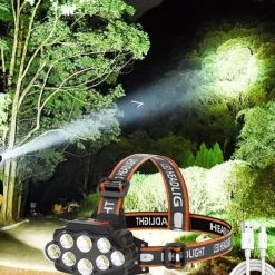 Rechargeable LED Headlamp Wide Range Lighting Headlights 4 Lighting Modes 8*XPG Camping Lantern Powerful Headlamp Fishing Lamp