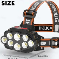 Rechargeable LED Headlamp Wide Range Lighting Headlights 4 Lighting Modes 8*XPG Camping Lantern Powerful Headlamp Fishing Lamp