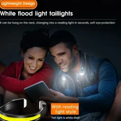 Rechargeable LED Headlamp with 230° Wide Beam Lightweight Head Light and Red Tail Light to Wear with 3 Lighting Modes Head Flashlight for Adults Running Hiking Outdoors-Grey