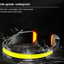 Rechargeable LED Headlamp with 230° Wide Beam Lightweight Head Light and Red Tail Light to Wear with 3 Lighting Modes Head Flashlight for Adults Running Hiking Outdoors-Grey