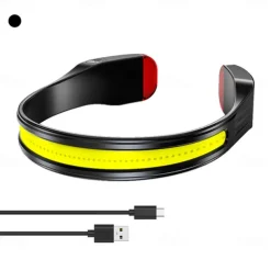 Rechargeable LED Headlamp with 230° Wide Beam Lightweight Head Light and Red Tail Light to Wear with 3 Lighting Modes Head Flashlight for Adults Running Hiking Outdoors-Grey