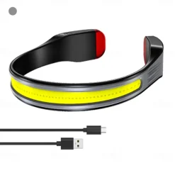 Rechargeable LED Headlamp with 230° Wide Beam Lightweight Head Light and Red Tail Light to Wear with 3 Lighting Modes Head Flashlight for Adults Running Hiking Outdoors-Grey