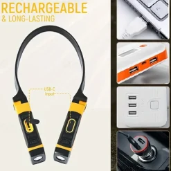 Rechargeable LED Neck Reading BBQ Light 2 Brightness Levels, Perfect For Reading, Knitting, Camping, Repairing