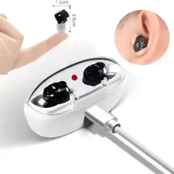 Rechargeable Mini Hearing Aids for Elderly - Inner Ear Sound Amplifier with Charging Case, Ideal for Hearing Loss