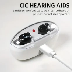 Rechargeable Mini Hearing Aids for Elderly - Inner Ear Sound Amplifier with Charging Case, Ideal for Hearing Loss