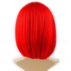Red Bob Wig With Bangs 12 Inch Short Synthetic Fiber Bob Wigs for Women Short Bob Wigs and Halloween Cosplay Bob Wig