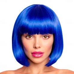 Red Bob Wig With Bangs 12 Inch Short Synthetic Fiber Bob Wigs for Women Short Bob Wigs and Halloween Cosplay Bob Wig