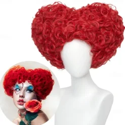 Red Queen Heart Cosplay Wig for Women Girls Pre-styled Fluffy Short Curly Anime Cosplay Party Wigs Halloween Wigs