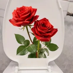 Red Rose Romantic Toilet Sticker, Bathroom Toilet Seat Decorative Sticker, Bathroom Decorative Wall Sticker, Bathroom Decoration, Home Decoration