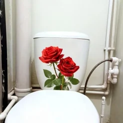 Red Rose Romantic Toilet Sticker, Bathroom Toilet Seat Decorative Sticker, Bathroom Decorative Wall Sticker, Bathroom Decoration, Home Decoration