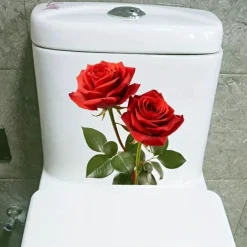 Red Rose Romantic Toilet Sticker, Bathroom Toilet Seat Decorative Sticker, Bathroom Decorative Wall Sticker, Bathroom Decoration, Home Decoration