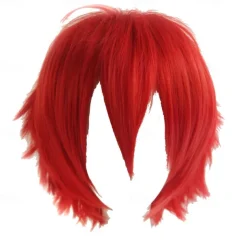 Red Wigs For Women Short Fashion Pointed Layered Anime Cosplay Wigs Carnival Christmas Carnival Dress Up Party Wig Gifts