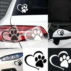 Reflective Love Heart Footprint Sticker Car Sticker Dog Paw Stickers Vinyl Decals Stickers For Cars Trucks Windows Walls Laptops Cute Decoration