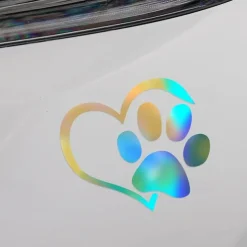 Reflective Love Heart Footprint Sticker Car Sticker Dog Paw Stickers Vinyl Decals Stickers For Cars Trucks Windows Walls Laptops Cute Decoration