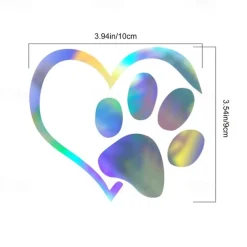 Reflective Love Heart Footprint Sticker Car Sticker Dog Paw Stickers Vinyl Decals Stickers For Cars Trucks Windows Walls Laptops Cute Decoration