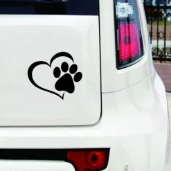 Reflective Love Heart Footprint Sticker Car Sticker Dog Paw Stickers Vinyl Decals Stickers For Cars Trucks Windows Walls Laptops Cute Decoration