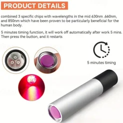 Relieve Pain & Increase Healing With 630nm, 660nm & 850nm Red Light Therapy Flashlight