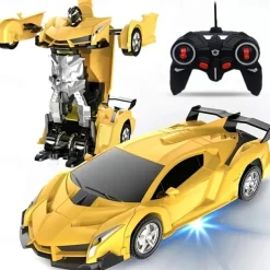 Remote Control Transform Car Robot Toy With Lights Deformation RC Car 360Rotating Stunt Race Car Toys