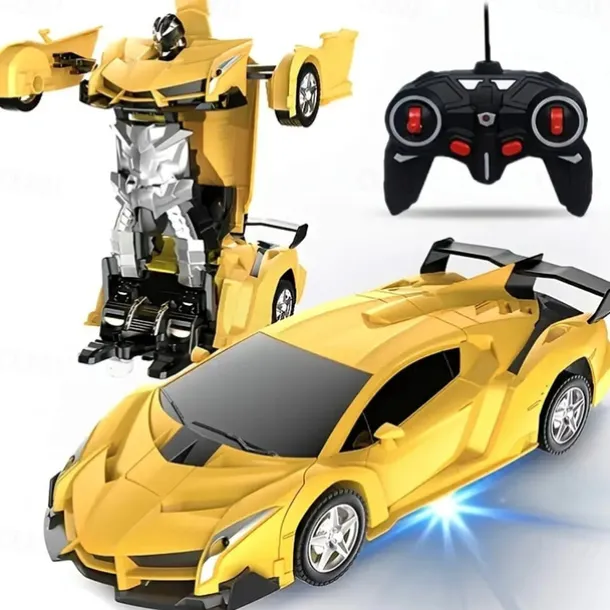 Remote Control Transform Car Robot Toy With Lights Deformation RC Car 360Rotating Stunt Race Car Toys