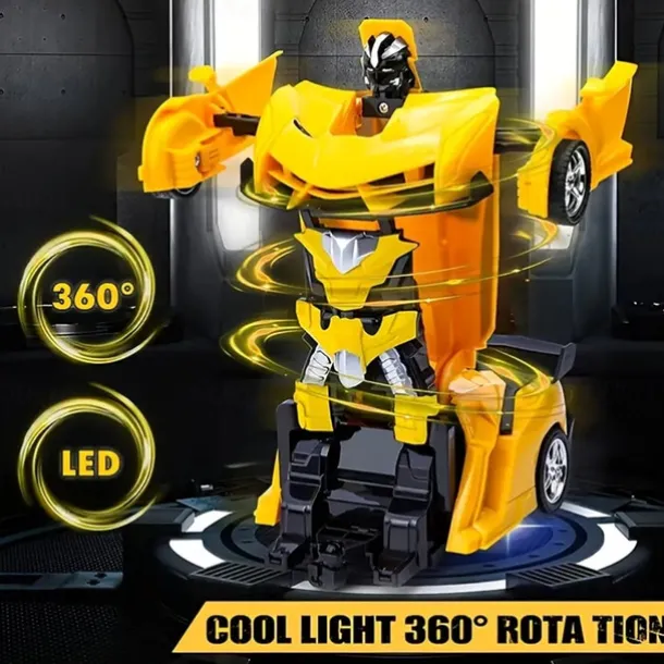 Remote Control Transform Car Robot Toy With Lights Deformation RC Car 360Rotating Stunt Race Car Toys