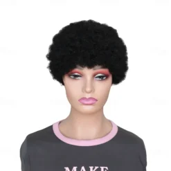 Remy Human Hair Wig Afro Curly Side Part Natural Designers African American Wig Capless Chinese Hair Women's Black 6 inch Party Party Evening Party / Evening