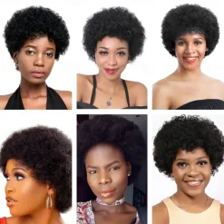 Remy Human Hair Wig Afro Curly Side Part Natural Designers African American Wig Capless Chinese Hair Women's Black 6 inch Party Party Evening Party / Evening