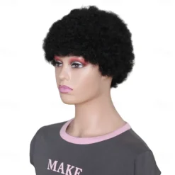 Remy Human Hair Wig Afro Curly Side Part Natural Designers African American Wig Capless Chinese Hair Women's Black 6 inch Party Party Evening Party / Evening
