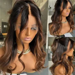 Remy Human Hair 13x4 Lace Front Wig Free Part Brazilian Hair Wavy Brown Wig 130% 150% Density Ombre Hair Highlighted / Balayage Hair 100% Virgin Glueless For Women Long Human Hair Lace Wig