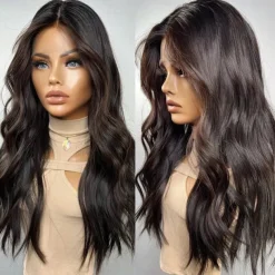 Remy Human Hair 13x4 Lace Front Wig Middle Part Brazilian Hair Wavy Multi-color Wig 130% 150% Density with Baby Hair Highlighted / Balayage Hair Glueless For Women Long Human Hair Lace Wig