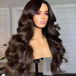 Remy Human Hair 13x4 Lace Front Wig Middle Part Brazilian Hair Wavy Brown Wig 130% 150% Density with Baby Hair Ombre Hair Glueless Pre-Plucked For Women Long Human Hair Lace Wig